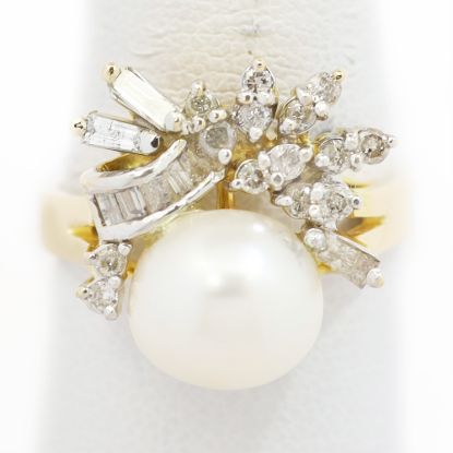 Picture of 14k Yellow Gold Freshwater Cultured Pearl & Diamond Ring