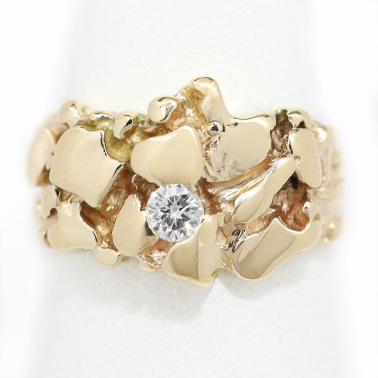 Picture of 14k Yellow Gold Diamond Nugget Ring