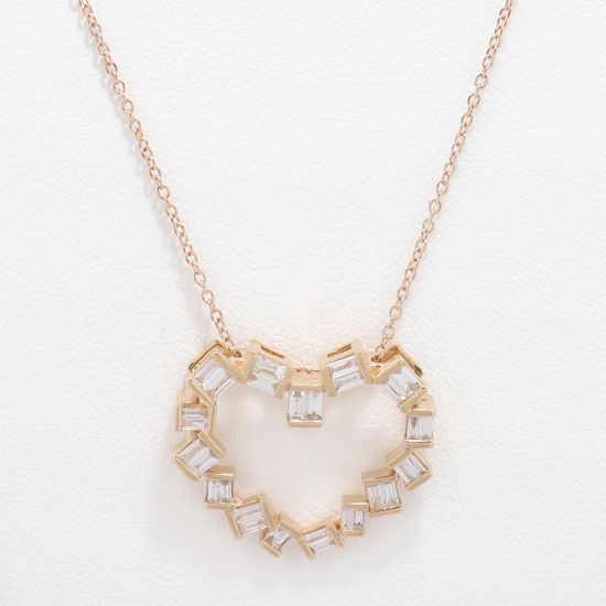 Picture of 14k Rose Gold Diamond Heart Frame Pendant
