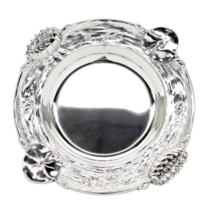 Picture of Antique Art Nouveau Sterling Silver Bottle Coaster with Waterlily Motif