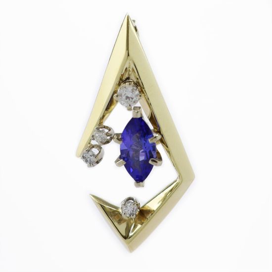 Picture of 14k Yellow Gold Tanzanite & Diamond Pendant