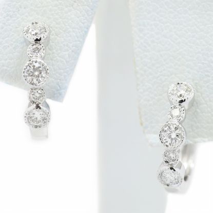 Picture of 14k White Gold Diamond Hoop Earrings