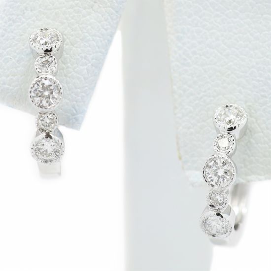 Picture of 14k White Gold Diamond Hoop Earrings