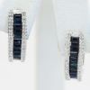 Picture of 14k White Gold Diamond & Sapphire Hoop Earrings