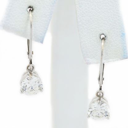Picture of 14k White Gold Leverback Solitaire Diamond Earrings