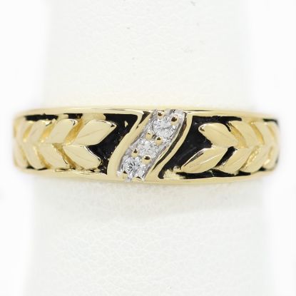 Picture of 14k Yellow Gold Diamond & Black Enamel Ring Band