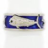 Picture of 14k White Gold Sapphire & Blue Enamel Fish Band