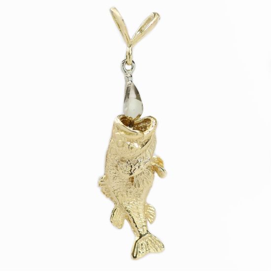 Picture of 14k Yellow Gold Bass Fish Pendant