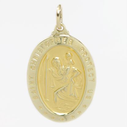 Picture of 14k Yellow Gold Saint Christopher Oval Medal Pendant
