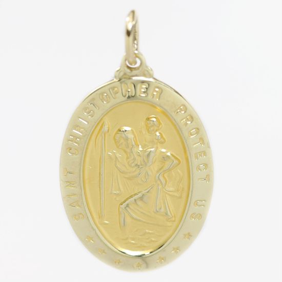 Picture of 14k Yellow Gold Saint Christopher Oval Medal Pendant