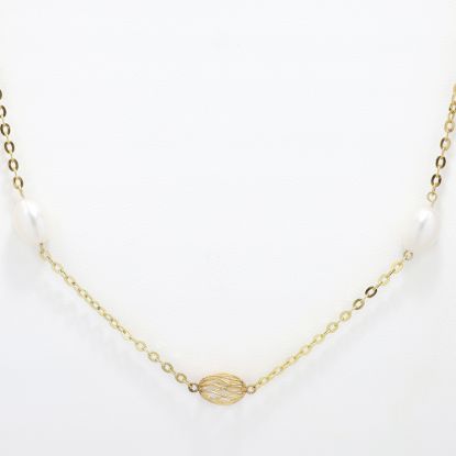 Picture of 14k Yellow Gold Pearl Stations Necklace