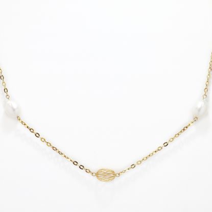 Picture of 14k Yellow Gold Pearl Stations Necklace