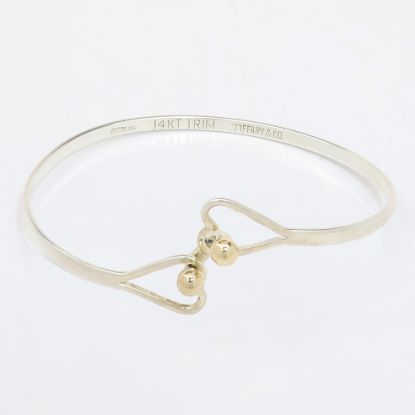 Picture of Tiffany & Co. 14k Yellow Gold & Sterling Silver Double Heart Hook Bangle