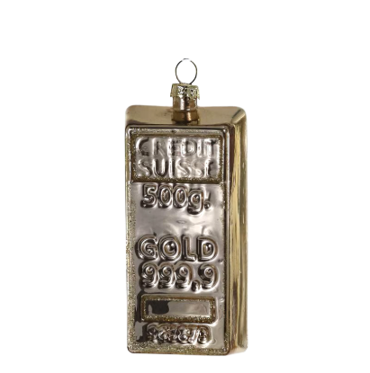Picture of New Credit Suisse Gold Bar Blown Glass Ornament