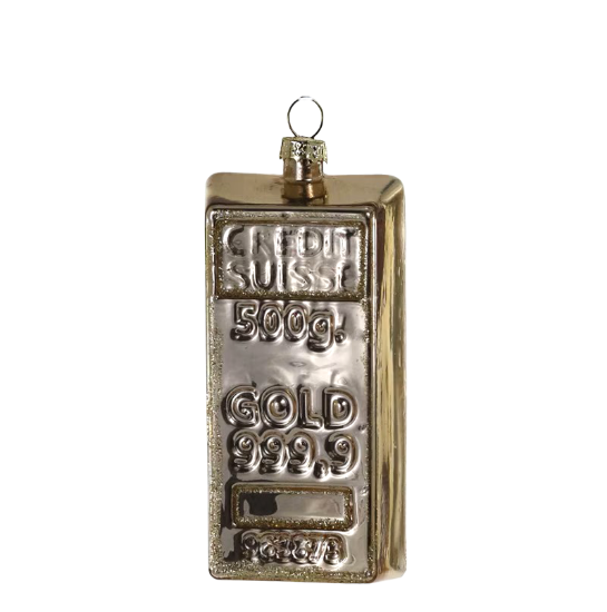 Picture of New Credit Suisse Gold Bar Blown Glass Ornament