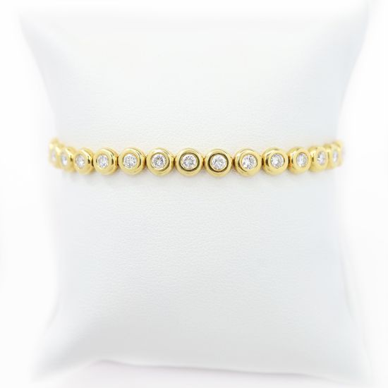 Picture of 18k Yellow Gold Brilliant Diamond Bezel Bracelet