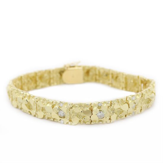 Picture of 14k Yellow Gold Diamond Nugget Bracelet