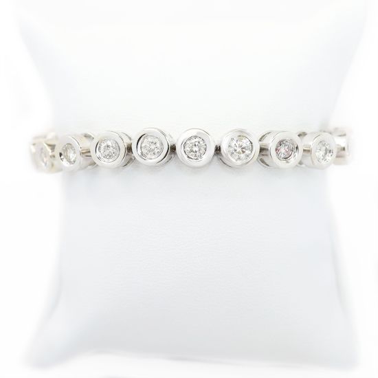 Picture of 14k White Gold Brilliant Bezel Set Diamond Bracelet