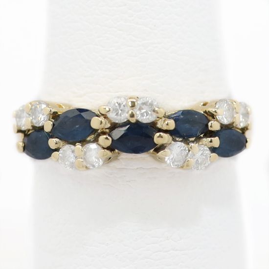Picture of 14k Yellow Gold Diamond & Sapphire Ring
