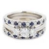 Picture of 14k White Gold Diamond & Sapphire Bridal Set