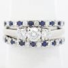 Picture of 14k White Gold Diamond & Sapphire Bridal Set