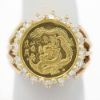 Picture of 14k Yellow Gold Diamond & Gold Coin Ring