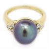 Picture of 18k Yellow Gold Cultured Tahitian Pearl & Diamond Ring