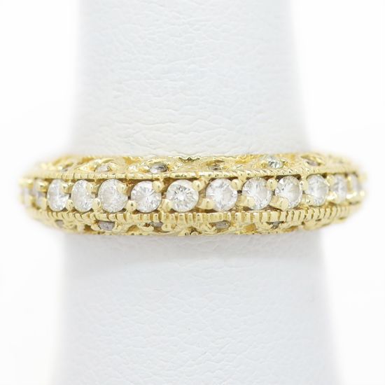 Picture of 14k Yellow Gold Brilliant Diamond Filigree Ring Band