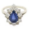 Picture of 14k White Gold Pear Cut Sapphire & Diamond Halo Ring
