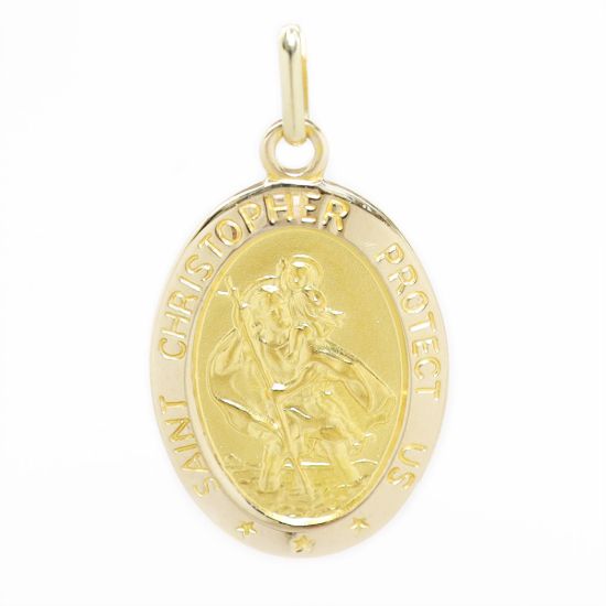 Picture of 14k Yellow Gold Medal of Saint Christopher Pendant