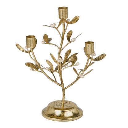 Picture of New Golden Mistletoe Candle Holder