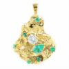 Picture of 14k Yellow Gold Emerald & Diamond Nugget Pendant
