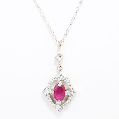 Picture of 18k White Gold Ruby & Diamond Pendant/Chain