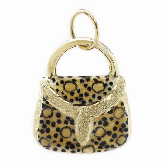 Picture of 14k Yellow Gold Enamel Purse Charm