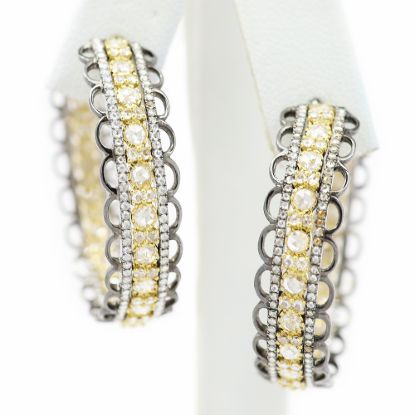 Picture of 18k Two Tone Gold Brilliant Diamond Hoop Earrings