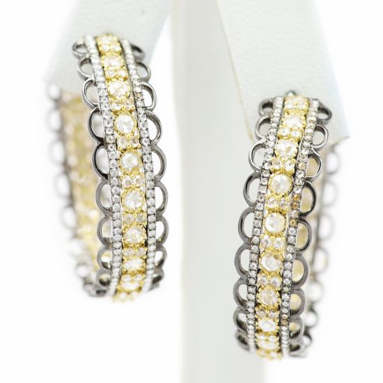 Picture of 18k Two Tone Gold Brilliant Diamond Hoop Earrings