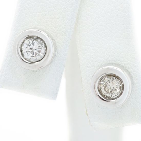 Picture of 14k White Gold Bezel Set Solitaire Diamond Studs