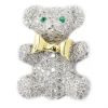 Picture of 14k Two Tone Gold Pavé Set Diamond & Emerald Bear Brooch/Pendant