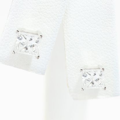 Picture of 14k White Gold Brilliant Diamond Solitaire Earring Studs