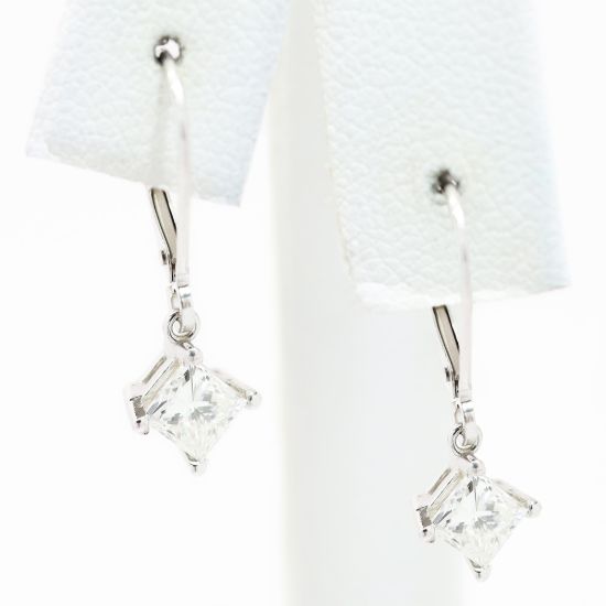 Picture of 14k White Gold Diamond Solitaire Leverback Earrings