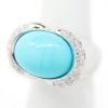 Picture of 18k White Gold Diamond & Oval Turquoise Ring