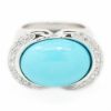 Picture of 18k White Gold Diamond & Oval Turquoise Ring