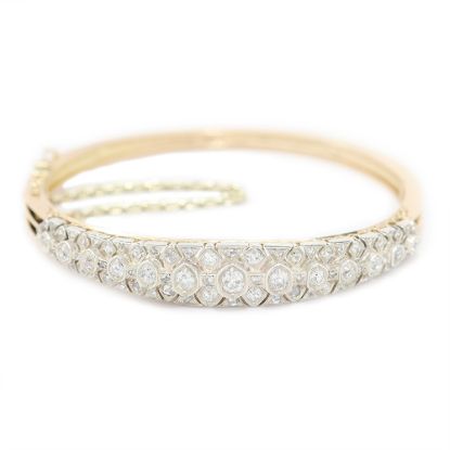 Picture of 14k Two Tone Gold Diamond Bangle Bracelet