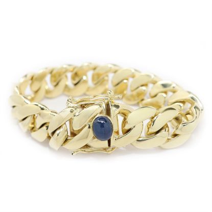 Picture of 14k Yellow Gold Oval Star Sapphire Cuban Link Bracelet