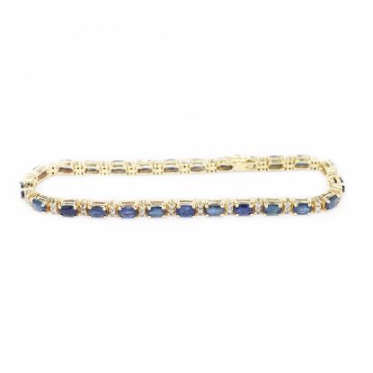Picture of 14k Yellow Gold Sapphire & Diamond Tennis Bracelet