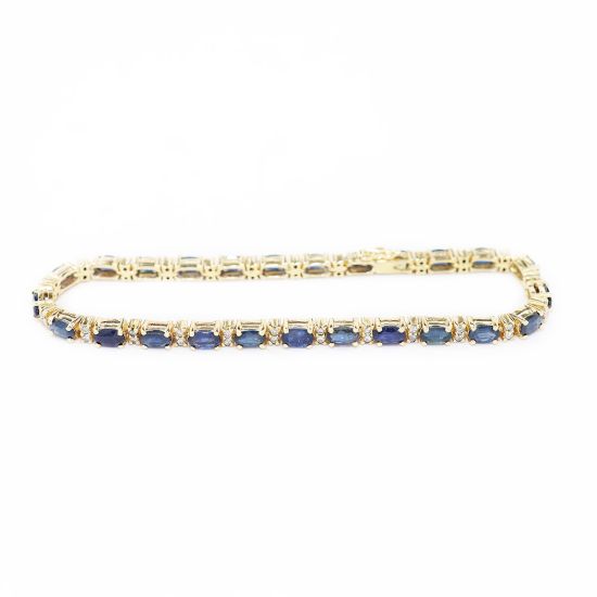 Picture of 14k Yellow Gold Sapphire & Diamond Tennis Bracelet