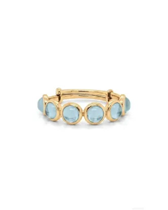 Picture of 18k Yellow Gold Round Aquamarine Adjustable Ring