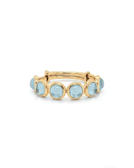 Picture of 18k Yellow Gold Round Aquamarine Adjustable Ring