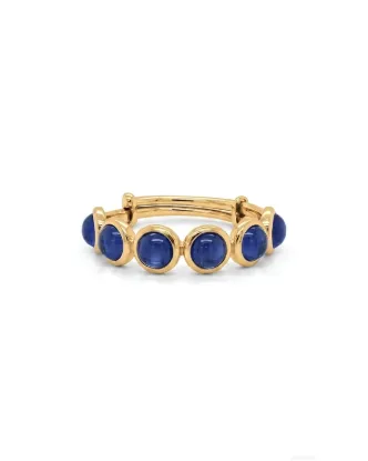 Picture of 18k Yellow Gold Round Blue Sapphire Adjustable Ring