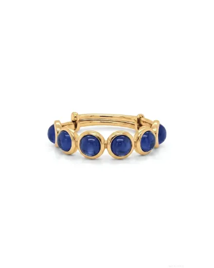 Picture of 18k Yellow Gold Round Blue Sapphire Adjustable Ring